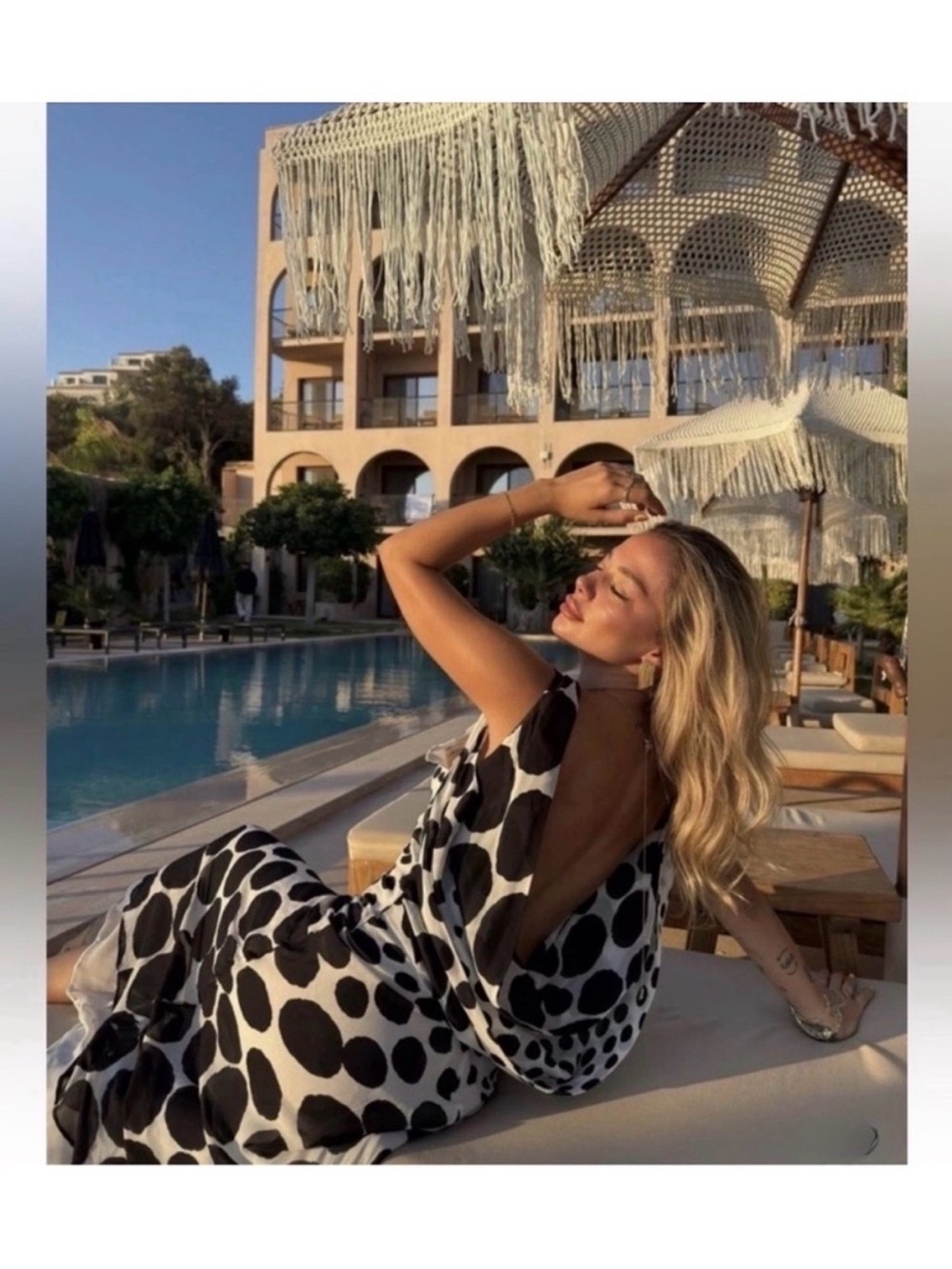 Zara Black & White Polka Dot Backless Maxi Dress